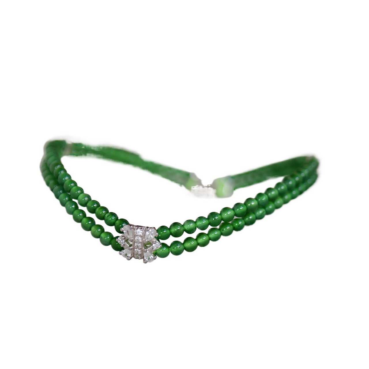 Natural Jadeite millet bead bracelet double row
