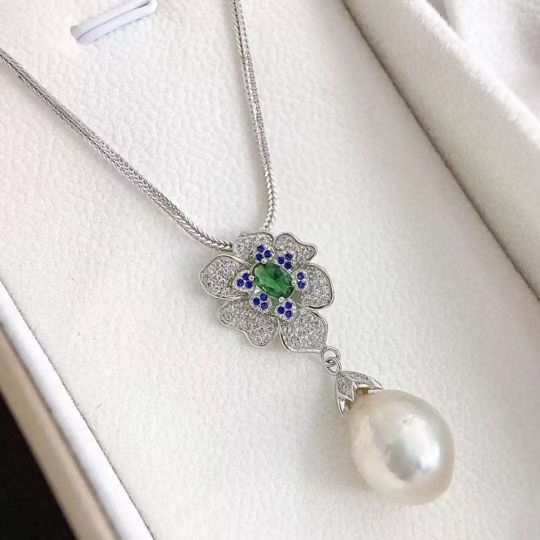 Natural pearl three=piece set s925 silver baroque pearl necklace earring ring